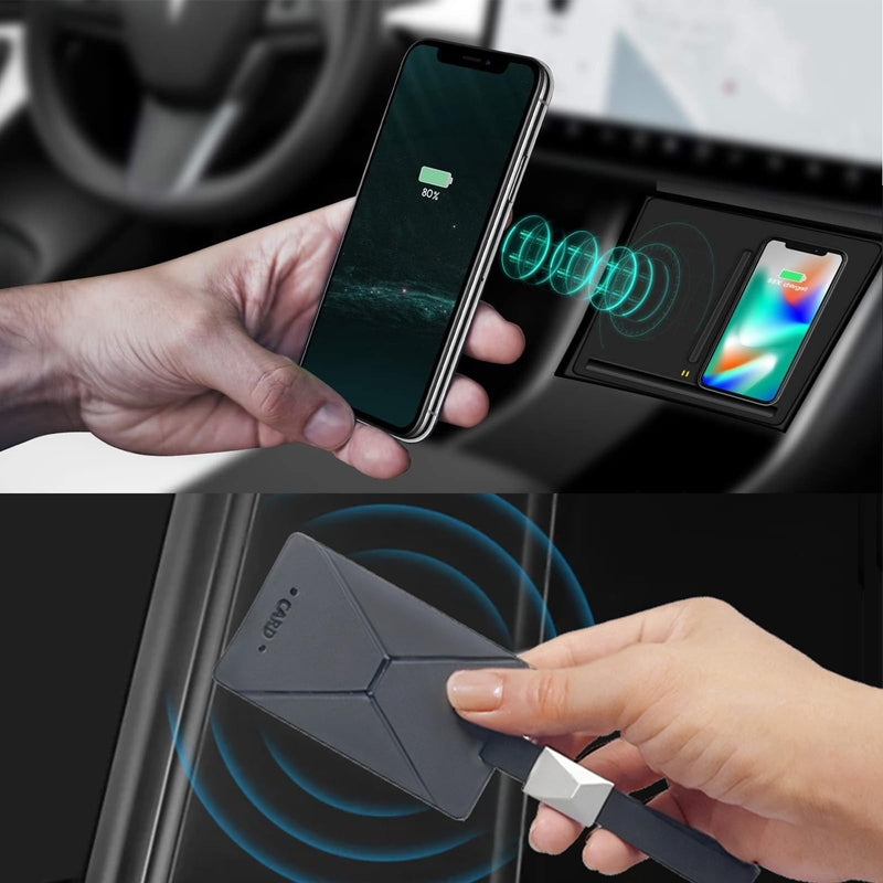 VXDAS Wireless Charger, Dual 10W QI Wireless Phone Charging Pad M3 Car Center Console for Tesla Model 3 Accessories Panel with 7pcs Custom Cup Mat Center Console Liner mat-Upgrade