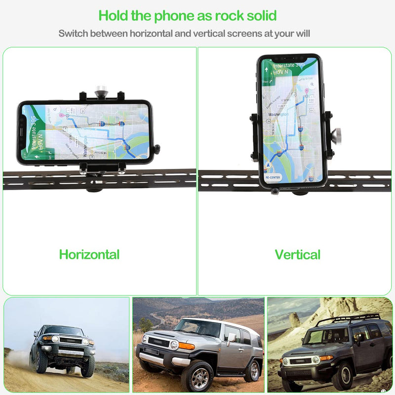 Fit for Toyota FJ Cruiser 2007-2021 Multifunctional Car Phone Mount, Dash Panel Track Cell Phone Holder for Car Dashboard Air Vent, Handsfree Dash Phone Stand, Black