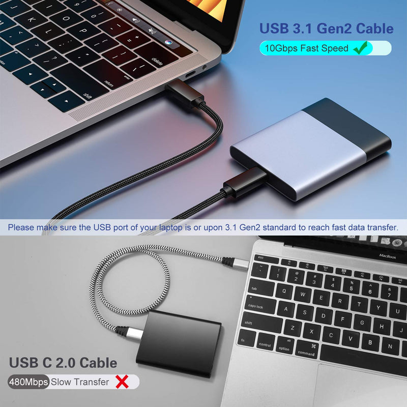 USB C to USB C Cable 1.5ft, Short 100W USBC 3.1 Gen2 Power Delivery Compatible with SSD Hard Drive MacBook iPad Pro PD Docking Station 4K Monitor Galaxy iPhone 17 16 15 Pro Max,2Pack(Black)