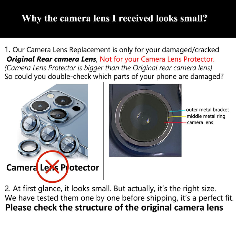 OEM Rear Camera Lens Glass Replacement with Adhesive Pre-Installed Compatible for iPhone 14 Pro / 14 Pro Max (3 Pieces/Set) with Repair Tools and Installation Manual iPhone 14 Pro/iPhone 14 Pro Max