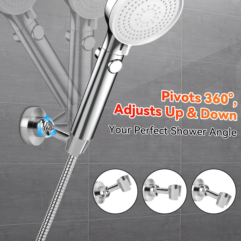 Shower Head Holder All Metal Handheld Shower Wand Bracket Adjustable Handheld Shower Head Holder Wall Mount Shower Wand Bracket Polished Chrome Finish