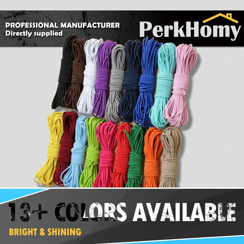 PerkHomy 1/8" x 50' Bungee Shock Cord Rope Marine Grade Heavy Duty Polyester Bungie Elastic Stretch String for Kayak Strap Tarp Tie Down Canopy Boating Camping Tent Crafting Patio (Black) Black 1/8" x 50'