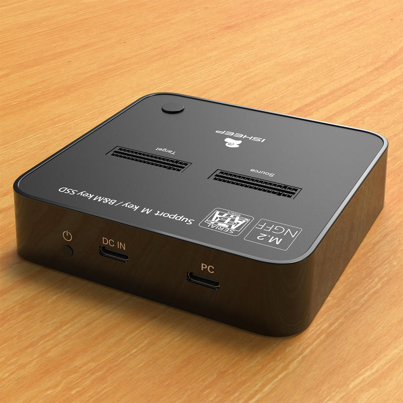 ISHEEP M.2 SATA SSD Docking Station, USB 3.1 (5Gbps) Offline Cloner & Duplicator, One-Button Backup, Tool-Free Plug and Play Vertical Design for Fast Data Transfer and Drive Upgrades