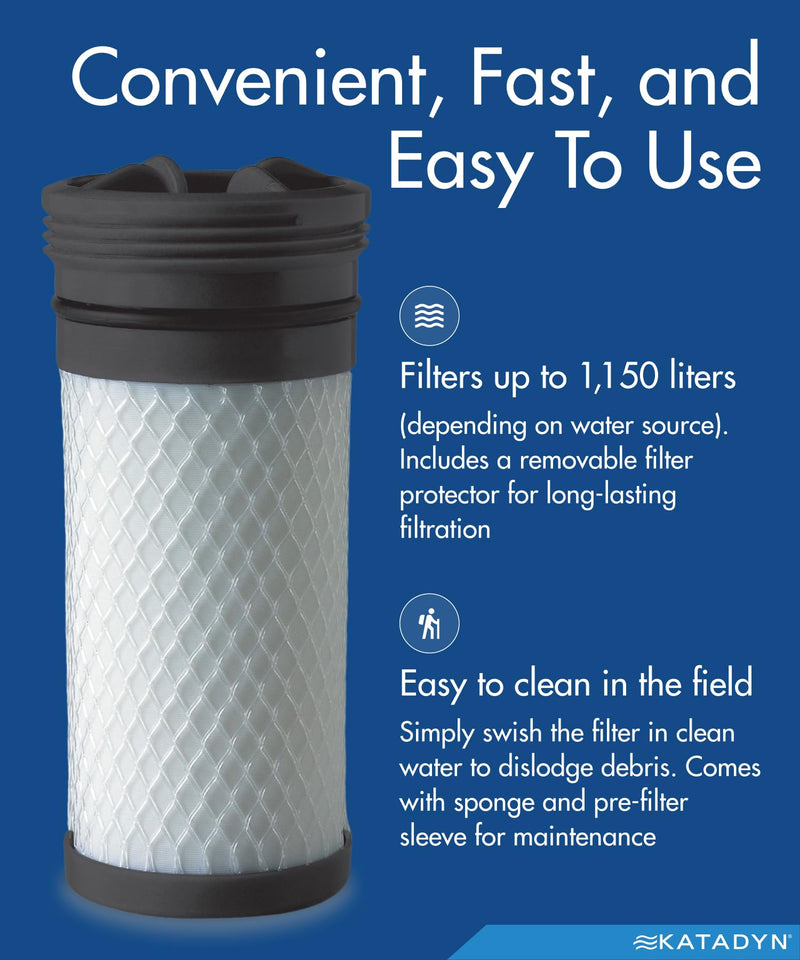 Katadyn Hiker Pro OEM Replacement Cartridge with Field Maintenance Kit | Glass Fiber Microfilter Element for Hiker and Hiker Pro Water Filters, Backpacking Hand Pump Filter Cartridge 1 Count (Pack of 1)