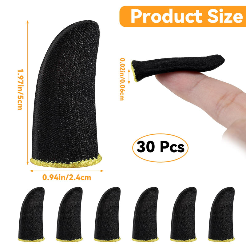 30 Pcs Carbon Gamer Finger Thumb Sleeves Mobile Gaming Smooth Operation Stabilizer Sweatproof Breathable Thin Compression Support Glove Protector Seamless Screen Finger Cover