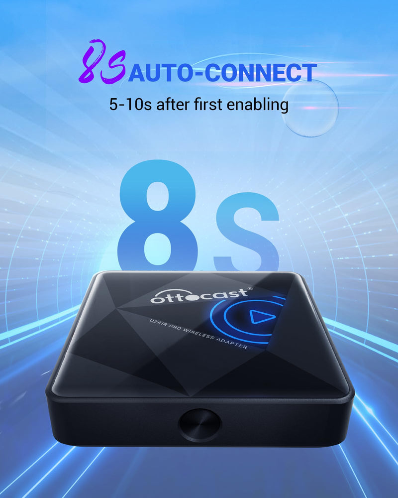 OTTOCAST U2Air Pro Wireless CarPlay Adapter for iPhone - 2025 Version Wired to Wireless CarPlay Dongle - Dual-Band WiFi, Low Latency, Online Update, Plug Play for Factory OEM Wired CarPlay Cars