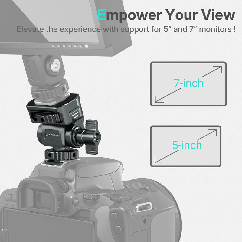 Field Monitor Mount Monitor Holder with Cold Shoe, 1/4" Screw for 5" & 7" Field Monitor Mount Support 360° Swivel &180° Tilt Adjustment,Aluminum Camera Monitor Mount for Camera Hot Shoe Black-Cold Shoe