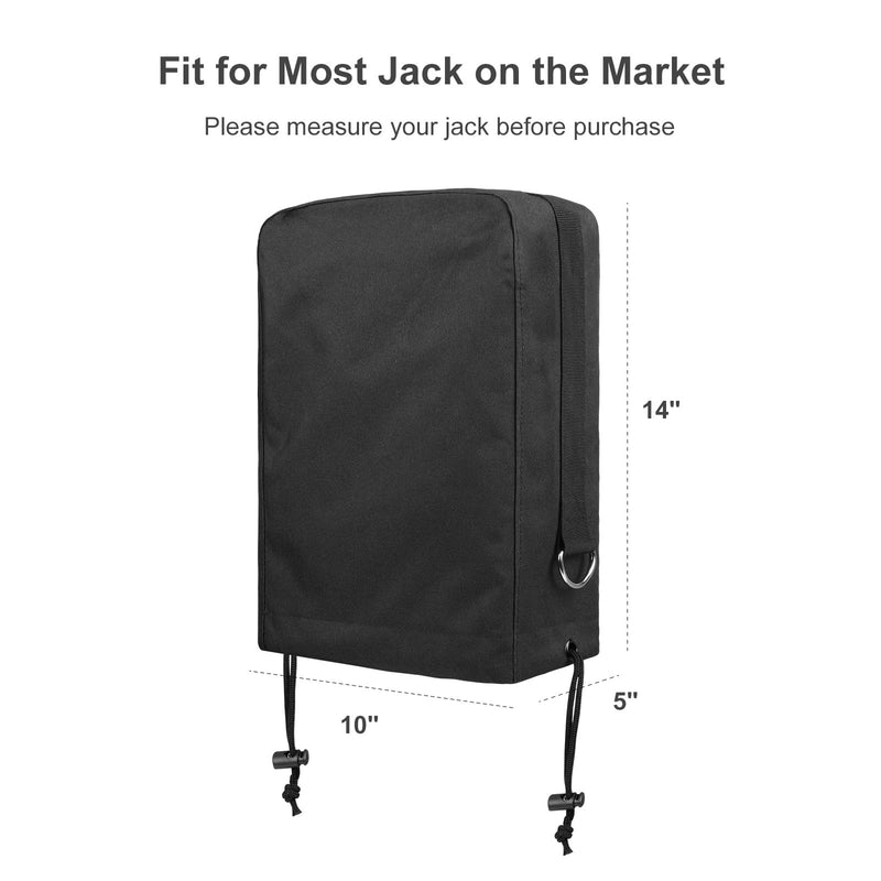 RV Electric Tongue Jack Cover Waterproof 900D Oxford Fabric Universal Trailer Jack Protective Cover for Outside Camper RV Accessories-Black 14″(H) x 5″(W) x 10″(D)