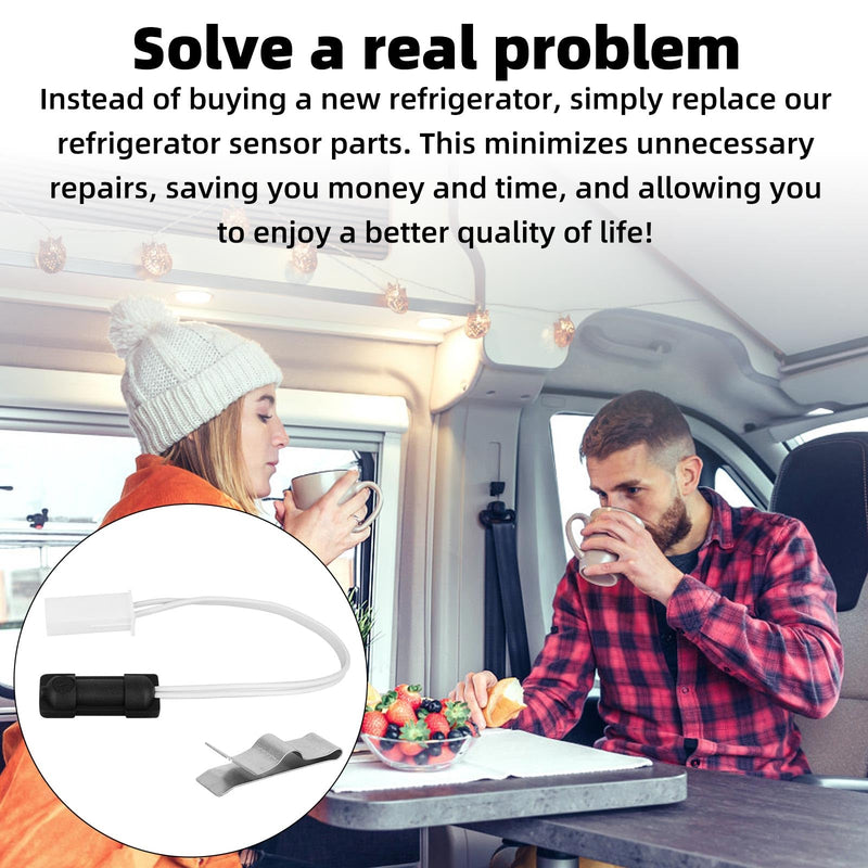 629409 RV Fridge Thermistor Sensor with Thermistor Mounting Clip, Durable RV Fridge Sensor Replacement for Norcold