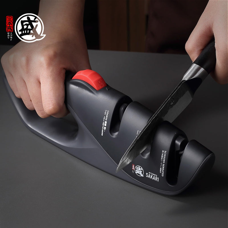 MITSUMOTO SAKARI Japanese Adjustable 5-Angle Knife Sharpener, 3-Stage Kitchen Knife Sharpeners For Kitchen Scissors And Knives, Professional Sharpening Tool With Angle-Lock Technology