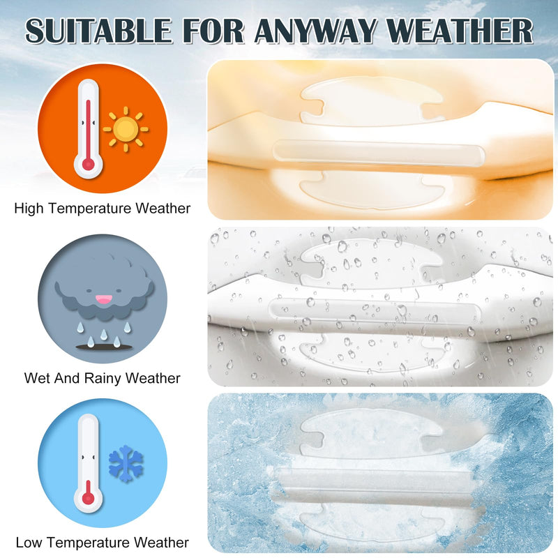 16PCS Car Door Handle Protector, Waterproof Anti-Scratch Paint Invisible Cars Door Handle Bowl Sticker Avoiding Scratches, Auto Exterior Accessories Protection Film for Most Models (Clear Transparent)