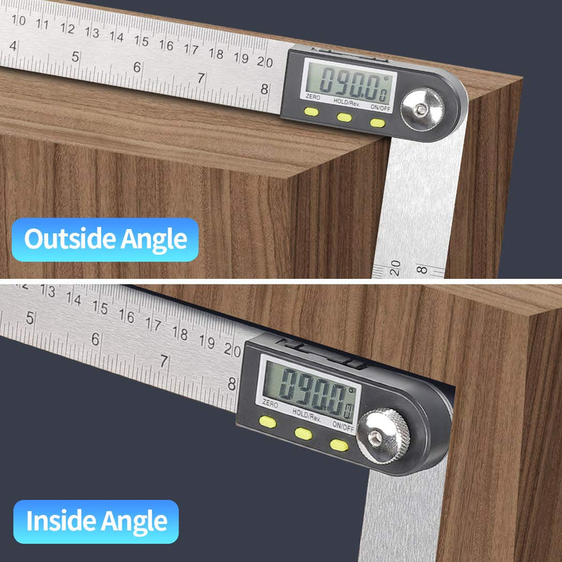 Protractor Digital Angle Ruler with LCD Display Stainless Steel Angle Measurement Angle Display for Woodworking Home Work Craftsmen, 360° Angle Measuring, Hold Function 400 mm Style 1