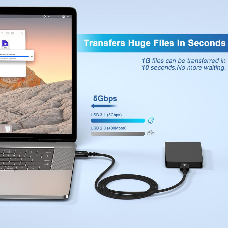 USB 3.0 A to USB A Cable 6FT, USB in Car USB to USB Cable Long USB Male to Male Cable Super Fast 5Gps Data Transfer Type C Wire for Laptop Cooling Pad, Hard Drive Enclosures, Laptop Cooler, DVD Player Black