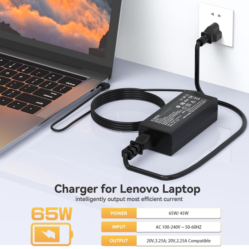 65W Laptop Charger for Lenovo IdeaPad 3 5, Flex 4 5 6 1470 1480 1570 1580, IdeaPad 110 110s 310 320 330 330s 520 530s 710s S145 S340 Adapter; Yoga 720 710 510 330, Chromebook N22 N23 N42 Power Supply