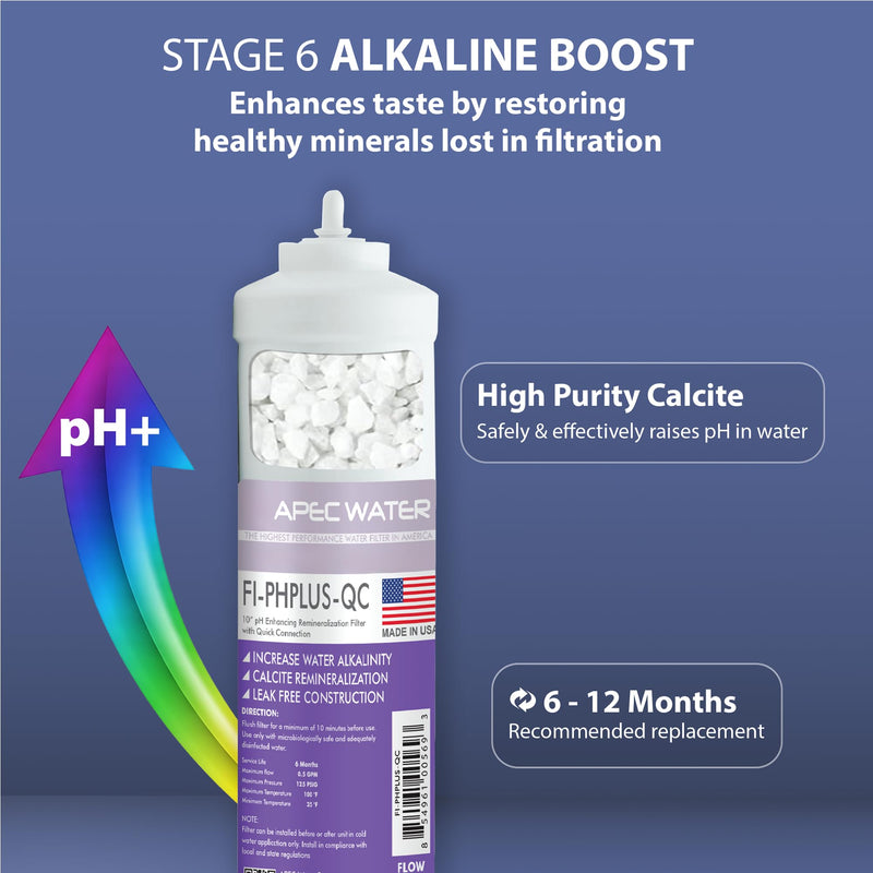 APEC Water Systems 10" High Purity PH+ Calcium Carbonate Alkaline Filters (1/4 Inch) 10 Inch