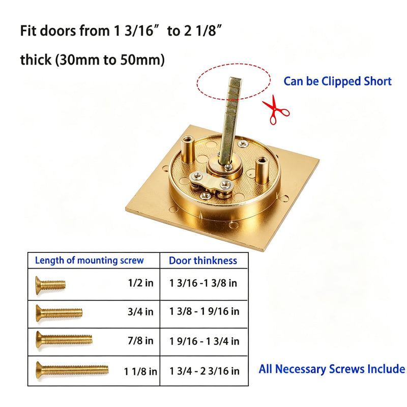 Dontay Pocket Door Privacy Lock, Flush Handles, 2-3/8" Backset, (Bed/Bath) Latch, Recessed Knob, Hardware for 1 3/8” to 2 3/16” Thickness Door (Including Edge Pull, Satin Brass, Square) Square - 2 Pack Including Edge Pull