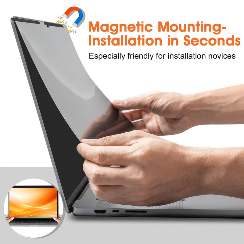 Magnetic Laptop Privacy Screen 14 Inch (Diagonal) 16:9 Display- Removable Anti-Glare Blue Light Filter, Computer Privacy Screen Shield Compatible with 14'' Hp Acer Asus Lenovo Dell Monitor 14 Inch with 16:9 Aspect Ratio