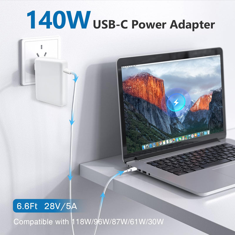 Charger for Mac Book Pro 140W USB-C Power Adapter, Compatible with MacBook Pro 16, 15, 14, 13 Inch, MacBook Air 13 Inch, iPad Pro 2024/2023/2022/2011/2020,M1 M2 M3,Included 6.6ft USB C to C Cable