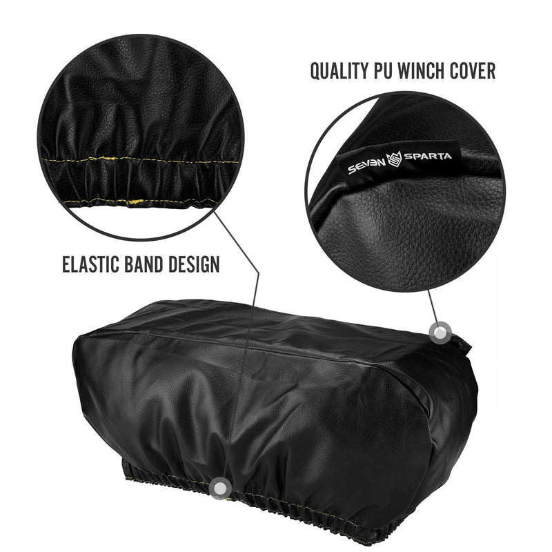 SEVEN SPARTA Winch Cover Heavy Duty Waterproof Winch Protection Cover, Dust-Proof,Universal Winch Protective Cover for Electric Winches Up to 17500 Lbs, 24” W x 10” H x 7” D (Black)