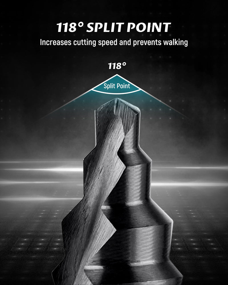Lichamp Jumbo 2-3/8" Unibit Step Drill Bit for Metal, Extra Large Drill Stepper Bit for Hard Metal Heavy Duty, 12 Sizes from 1/4" to 2-3/8", Spiral Grooved, C5BK 12 Sizes,1/4" to 2-3/8"