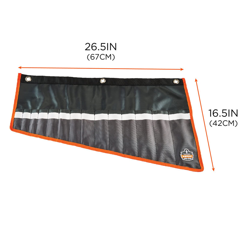 Ergodyne Arsenal 5873 Wrench Roll Up Tool Pouch, Storage Organizer for Wrenches and Tools, 14 Pockets, Short Size Black Wrench Organizer Roll Up - Custom Labels