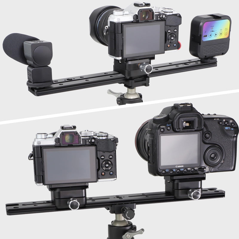 LEFTFOTO 350mm Double Dovetail Slide Rail with Arca Swiss Quick Release Plate,Locating Hole for ARRI,1/4" & 3/8" Threads,Cold Shoe - for DSLR Camera Tripod Ballhead