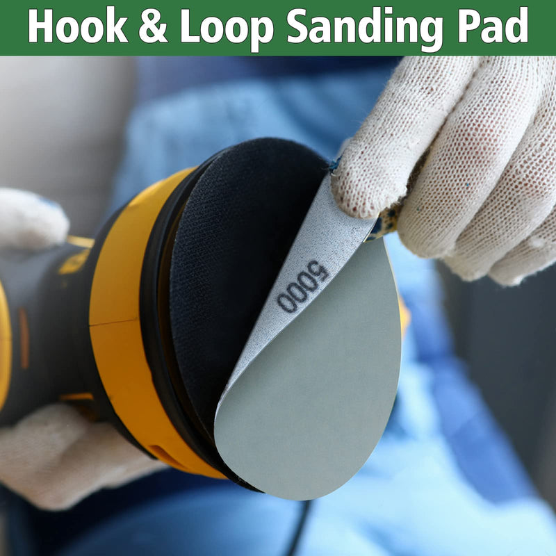 JatilEr Pack of 20 sanding discs 150 mm Velcro, grit 1500/2000/3000/5000 sandpaper Velcro round wet dry water sanding pads eccentric sander sanding paper set for metal wood