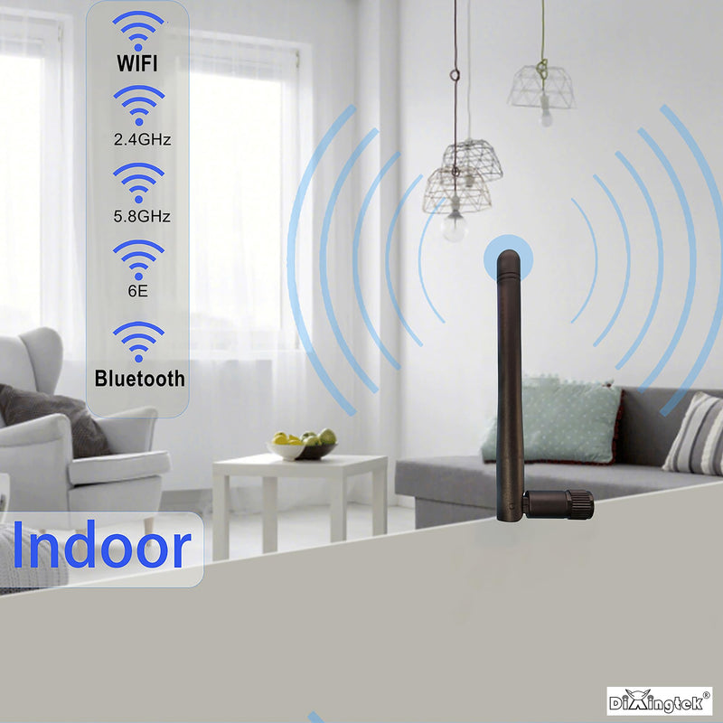 4-Pack 108mm Dual Band WiFi 2.4g 5g 5.8g 6e Antenna RP SMA Male Connector, Compatible with WiFi Router PCI-E Network Card USB Adapter Security Video IoT WiFi Antenna 4-pack RP-SMA WiFi Antenna