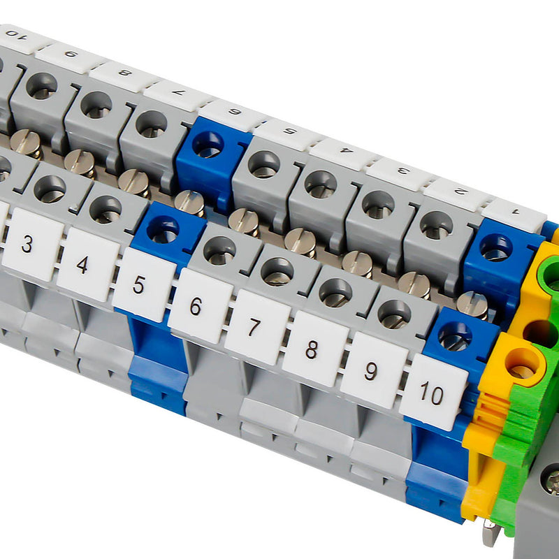 SRJQXH DIN rail terminal blocks UK/10N, 10mm² rail connection block kit with 20cm rail and terminal block accessories, feed-through terminal kit with for production automation, circuit conversion UK-10N