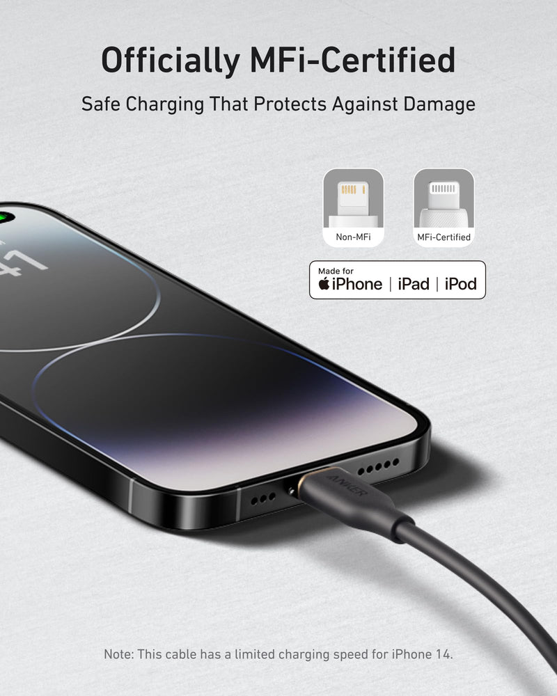 Anker Flow USB A to Lightning Cable, Durable Charging Cord for iPhone 14/13, AirPods, and More (Cord Organizer Included) (3FT, USB 2.0) (Pack of 2) 3ft (Pack of 2)
