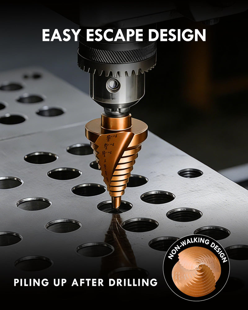 M35 Cobalt Step Drill Bit Set with Automatic Center Punch, 1/8" to 1-3/8", 6 PCS Step Drill Bit for Stainless Steel, Metal, Aluminum, Copper, Wood, PVC 1/8"-1-3/8"(M35)(6Pcs)