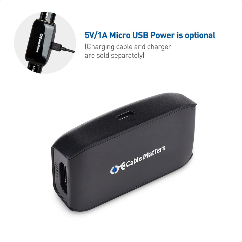 Cable Matters Active HDMI Repeater (Female to Female HDMI 2.0 Signal Booster) with 4K 60Hz Resolution and HDR for Blu-ray Player, HDTV, HTC Vive, Oculus Rift VR Headset and More
