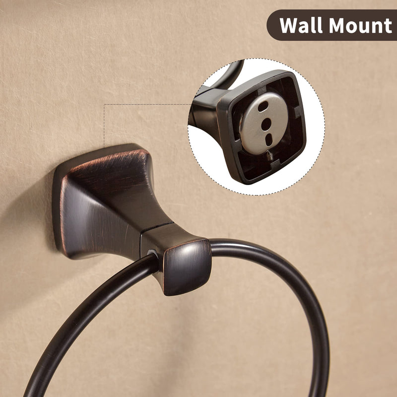 KOCUUY Oil Rubbed Bronze Towel Ring, Bathroom Bronze Towel Holder, Bath Hand Towel Holder Wall Mounted Antique Farmhouse Rustic ORB circle