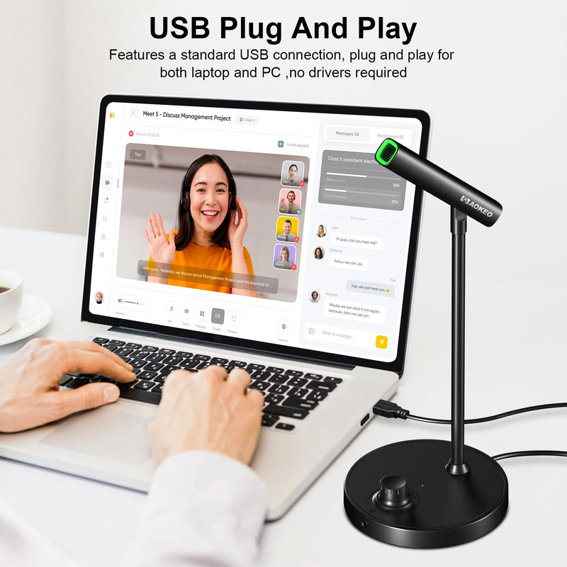 Aokeo USB Microphone, Gaming Microphone for PC with Volume Control Buttons for Recording,Podcasting,Streaming,YouTube,PS5 PS4 Mac Laptop AK-2