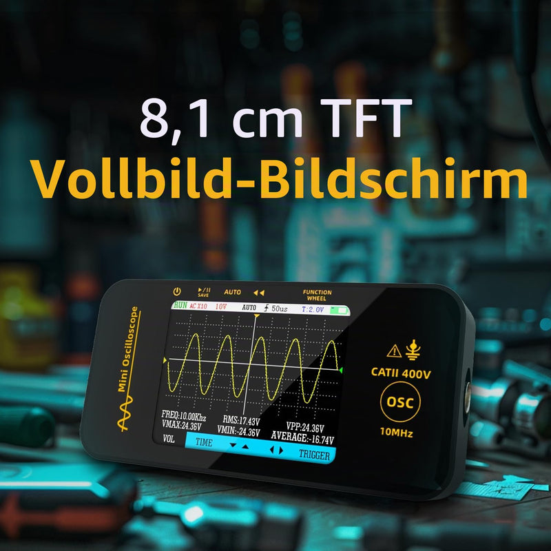 Bside Handheld Oscilloscope 3.2 Inch TFT Display Portable Digital Oscilloscopes 10 MHz Bandwidth Automotive Oscilloscope 48 MSa/s Sampling Rate Trigger Function Auto/Nomal/Single