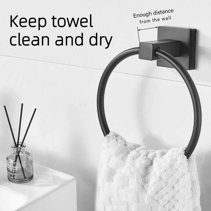 FORBATH Black Toilet Paper Holder Towel Ring, Black Bathroom Hardware, Hand Towel Holder Toilet Paper Roll Holder Set, Wall Mounted Stainless Steel Bathroom Accessories, 2 PCS