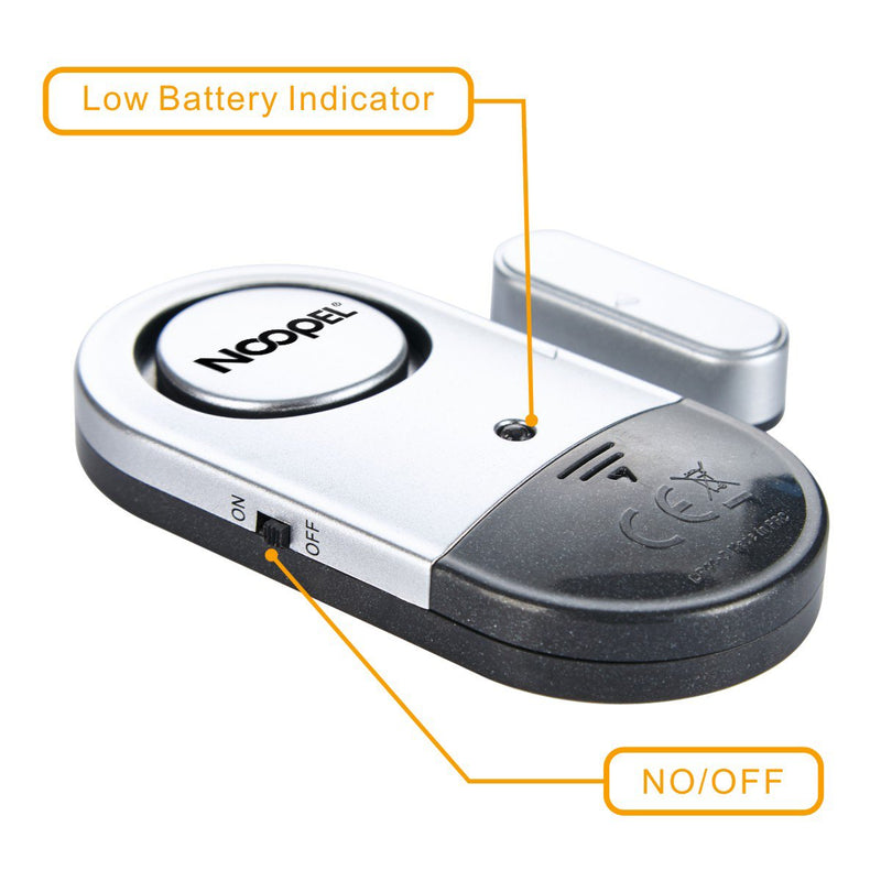 Door Window Alarm 2 Pack Noopel Home Security Wireless Magnetic Sensor Burglar Anti-theft 120DB Alarm with Batteries included - DIY Easy to Install (2)