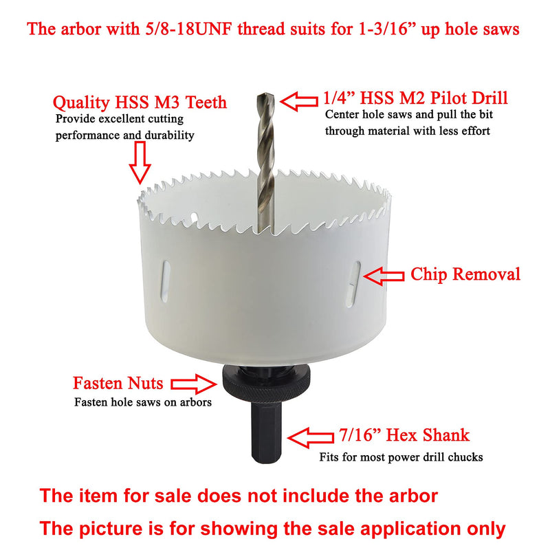 MaxTool 6-1/4" Bi-Metal Hole Saw 159mm Cobalt High Speed Steel M42 Bimetal Holesaw with 1.5" Deep 5/8-18 Thread for Metal Wood Plastic; BM42W38R616A 6-1/4"