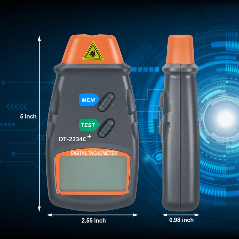 FITNATE Professional Digital Tachometer, Touchless Digital Laser Photo Tachometer