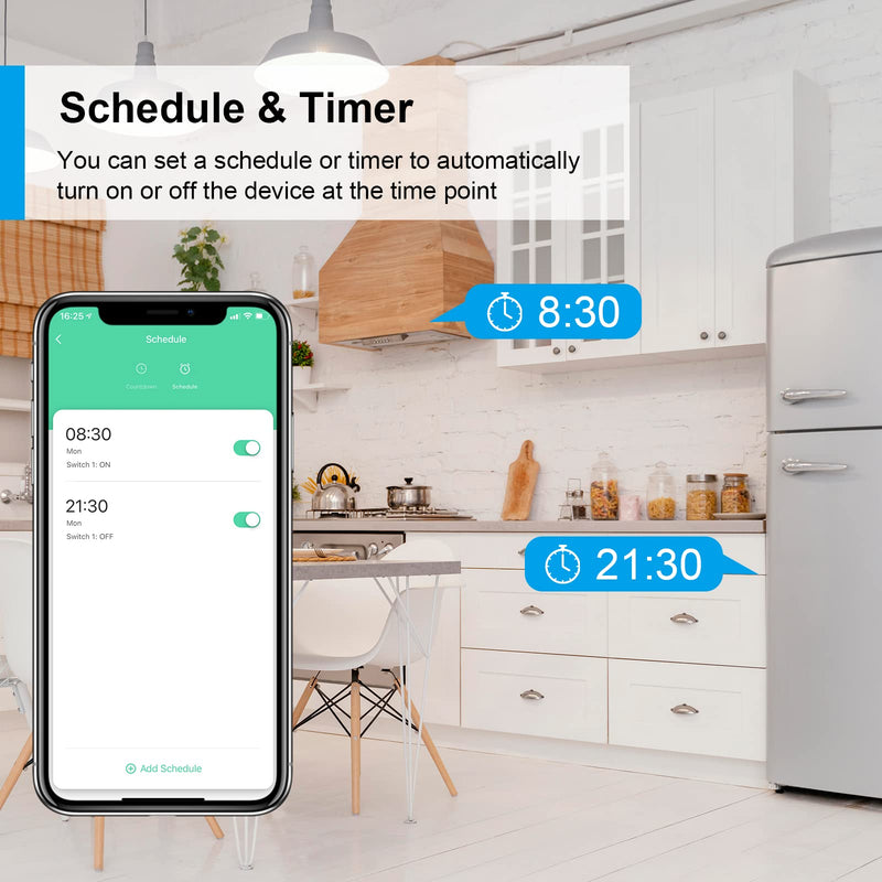 ANTELA WLAN smart socket with current measurement 16A, smart home socket compatible with Alexa/Google Home, power consumption measurement, voice control, APP remote control, 2.4GHz, 4 PCs