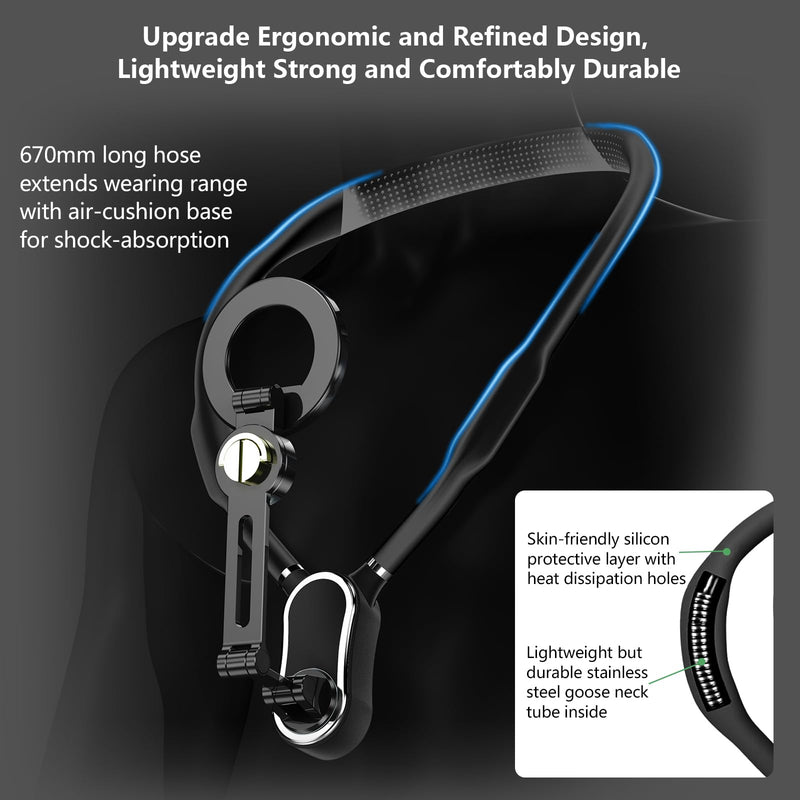 4 in 1 Magnetic Neck Mount for Phones,POV/Vlog Neck Phone Holder for Recording w/Chest Strap/Phone Clip Selfie Mount Phone Neck Holder Neck Tripod for iPhone/Android/Go Pro DJI Camera-Black