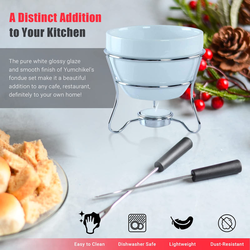 Chocolate Fondue Pot Butter warmer Bowl Set with 4 Dipping Forks & Tea Light Holder – For the Perfect Melted,Chocolate & Cheese Serving fondue set valentines day gifts (1) 1