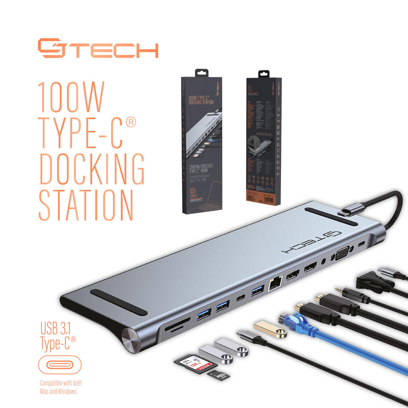 USB C Docking Station 12-in-1 Laptop Hub with Dual 4K HDMI - USB-A & C Ports Gigabit Ethernet Audio and SD Slots - Universal Dock for Mac & Windows