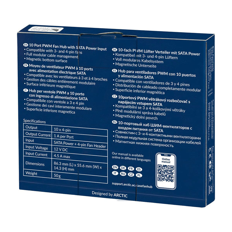 ARCTIC Case Fan Hub - 10-way PWM fan distributor with SATA power, case fan - black