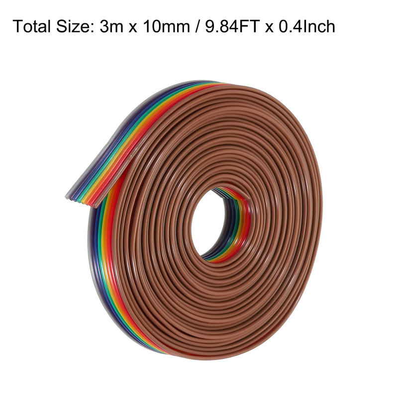 MECCANIXITY 2 Pcs 8 Pin Flat Rainbow Ribbon Cable 9.84FT 1.27mm Pitch Breadboard Jumper Wires for Electronic Projects