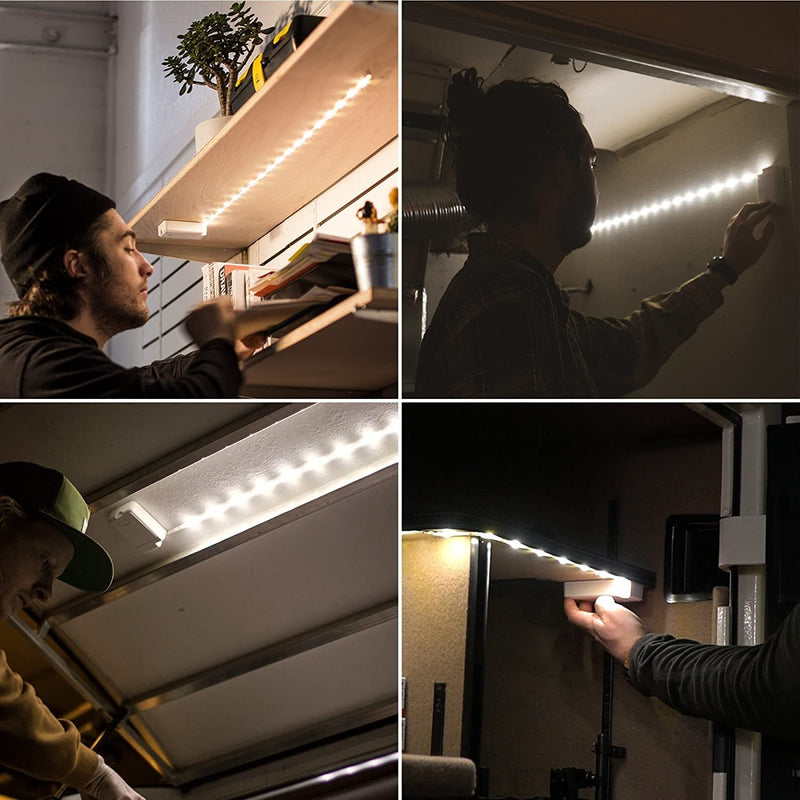 POWER PRACTICAL Luminoodle Under Cabinet Lighting – Click LED Light Strip for Shelves, Kitchen Cabinets, & Furniture, 3-Pack Includes Power Button & Tape Adhesive - Warm White (2700K) Warm Light 3 pack
