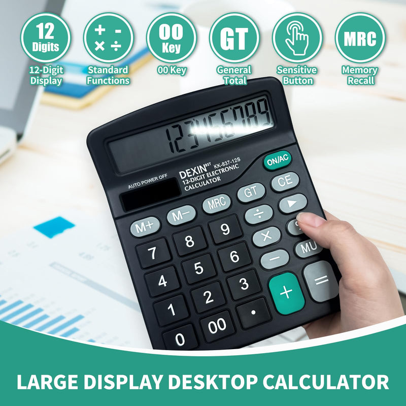 8pcs Solar Calculators Desktop Big Button Basic for Students Office Hand Held Calculator Simple 12 Digit Large Display 4 Function Calculators for Students