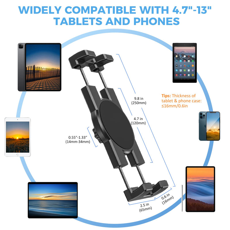 KDD Tablet Stand Holder, Adjustment iPad Phone Mount, 27in Long Arm Webcam Stand Projector Camera Mount for Desk, Fit for 4.7"-12.9" Devices, iPad Pro 12.9 Air Mini, Galaxy Tabs, Switch, iPhone Fit for 4.7"-13" Devices
