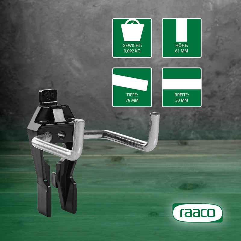 Raaco Hammer Holder Clip 4-40 for Perforated Walls & Tool Walls, 40 mm Length, Special Holder for Hammers, Robust Tool Holder Made of Steel & Polyacetal, Set of 3, Perforated Wall Accessories, | 40 mm Length, Special Holder for Hammers, Robust Tools...