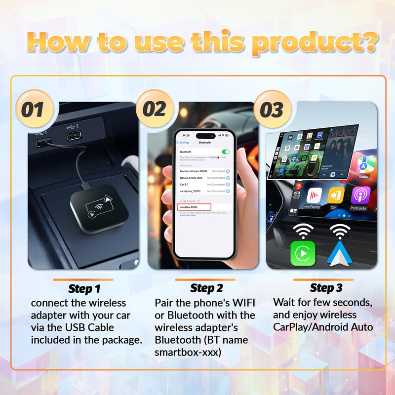 Wireless Carplay Adapter AI Box for OEM Wired Carplay/android Auto to Wireless Connection Plug and Play Dongle Magic Box for Car model 2016+ and iphone IOS 10+